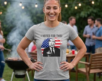 Donald Trump I Voted For This Ladies Cotton Shirt American Flag  | MAGA Supporter Patriotic Tee
