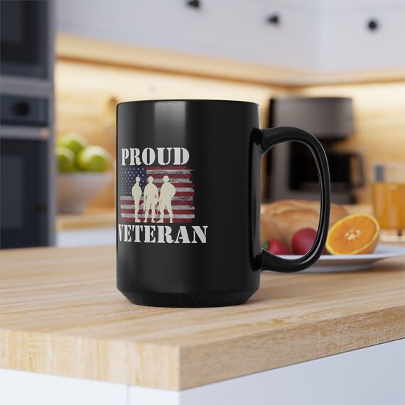 Proud Veteran Coffee Mug Armed Forces Military Pride | Black Ceramic Cup