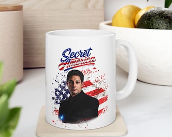 Secret America Jack Danger Portrait Coffee Mug | Stars and Stripes Ceramic Cup