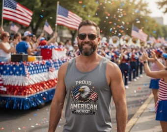 Proud American Patriot Cotton Tank Top | Bald Eagle with USA Flag Shirt