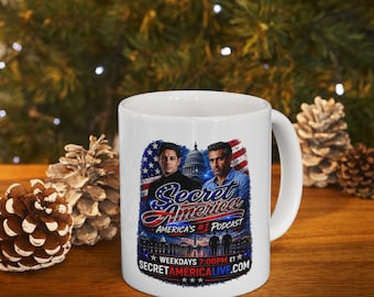 Secret America Podcast Logo Coffee Mug | American Flag  Ceramic Cup
