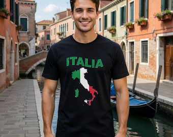 Italian Pride Graphic Tee, Italy Flag Apparel, Italia Cotton T-Shirt