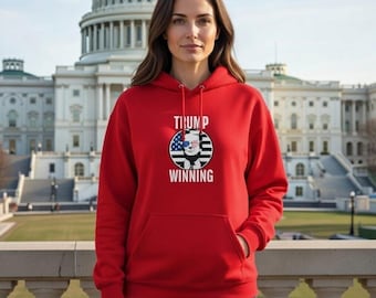 トランプ勝利記念パーカー、ユニセックス アメリカ国旗柄 レッド
