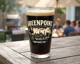 Greenpoint Brooklyn Skyline Pint Glass | Keepin' it Local 16oz