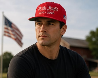 We the People Embroidered Cap Patriotic Apparel 1776-2026 American Flag Snapback Hat