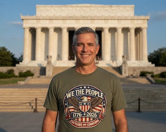 We The People 1776-2026 Patriotic Apparel American Eagle Cotton Shirt America 250 Tee