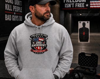 Second Amendment Hoodie, 50/50 Cotton Polyester Blend, American Flag Design