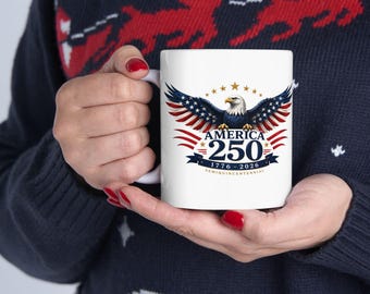 America 250 Bald Eagle Ceramic Mug | USA 250th Anniversary American Pride Coffee Cup
