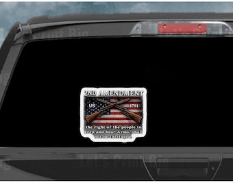 2nd Amendment Truck Stickers Auto Decals Crossed Rifles Gun Rights Matte Decor