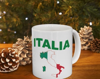 Italia Coffee Mug, Italian Flag Ceramic Cup, Colors of Italy