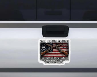 2nd Amendment Car Magnet, Truck Decals Crossed Rifles, Gun Rights Matte Fridge Decor