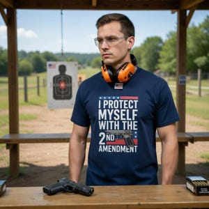 Camiseta "Me protejo con la Segunda Enmienda" / Camiseta patriótica para propietarios de armas / Camiseta de algodón de EE. UU.