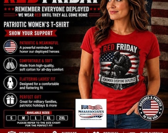 Patriotic Women's American Flag Shirt, Red Friday Tee in Soft Cotton