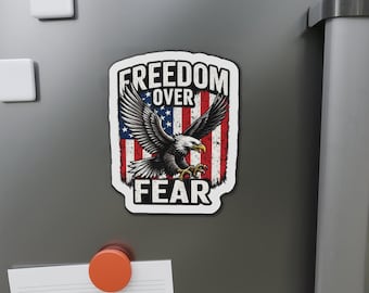 Freedom Over Fear Bald Eagle Car Magnet Truck Decals| American Flag Patriotic Fridge Decor