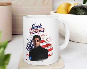 Jack Danger American Flag Portrait Mug | Patriotic USA Grunge Stars Stripes Coffee Mug