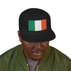 Irish Flag Embroidered Snapback Hat, Adjustable Enbroidered Hat for St. Patrick&#39;s Day, Casual Outfit, Gift for Him, Irish Heritage Pride