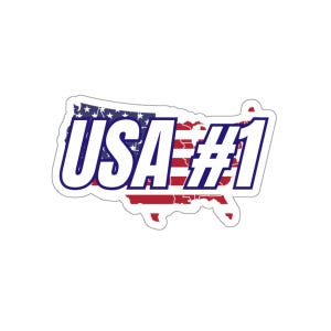 USA #1 Die-Cut Stickers - Patriotic Vinyl Decals, American Flag Laptop Sticker, Red White Blue Bumper Sticker, Fourth of July Decor, USA