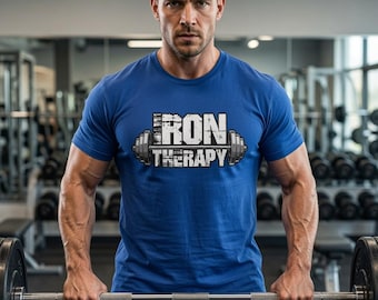 Iron Therapy Weightlifting Shirt | Funny Gym Motivation Tee | Powerlifting Gift for Him or Her