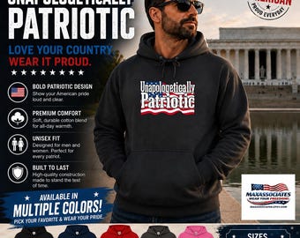 Unapologetically Patriotic Hoodie | American Flag Typography, Red White Blue