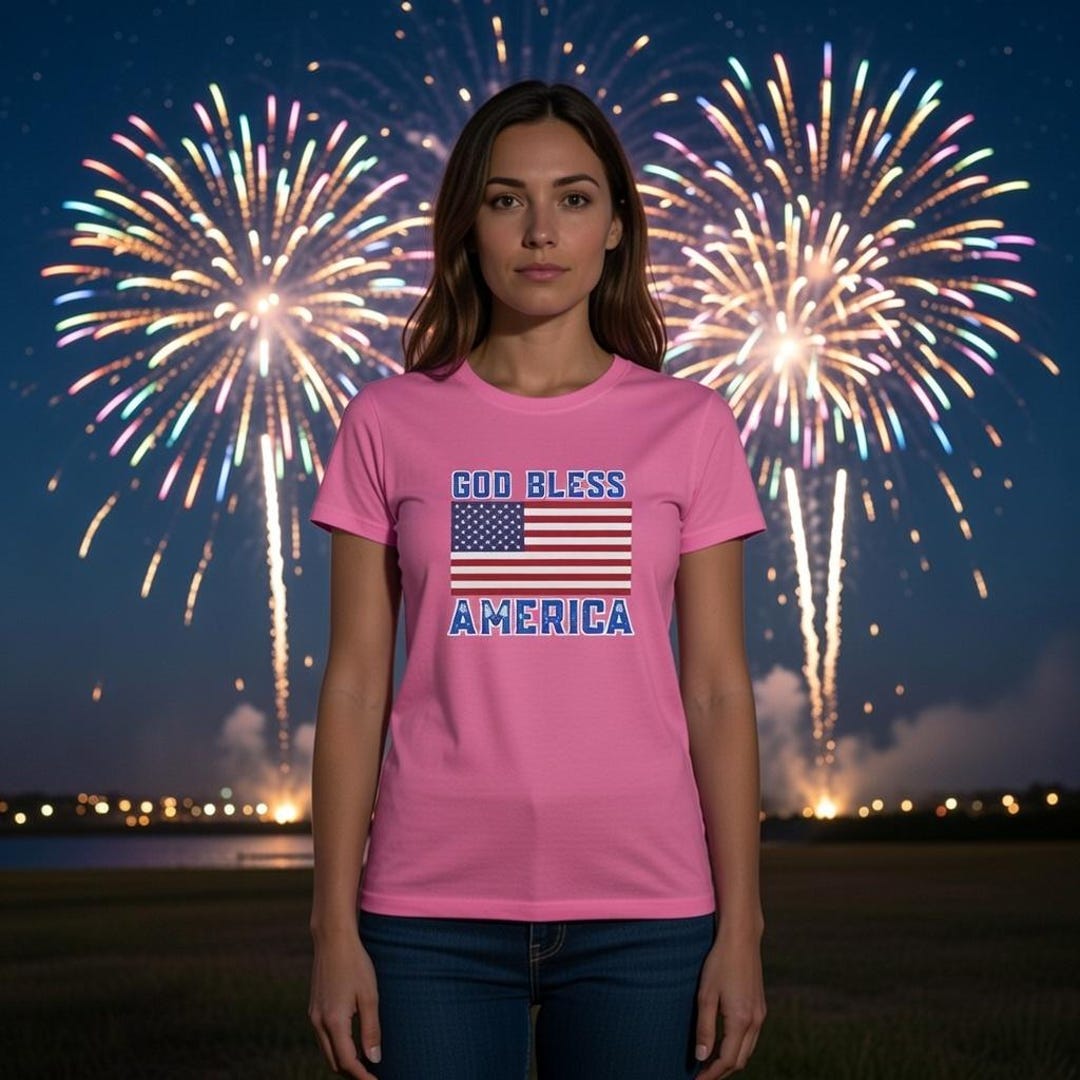 God Bless America Women's Cotton T-shirt, Fourth of July Tee - Etsy