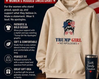 Trump Girl Winter Hoodie | Patriotic Apparel American Flag Cotton Hooded Sweatshirt