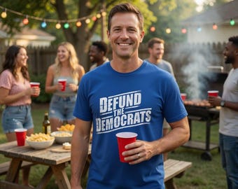 Defund the Democrats Cotton Shirt | Political Apparel, Graphic Tee, Conservative, Election, Patriotic