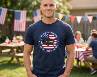 United States 250th Anniversary American Pride, Stars and Stripes, Semiquincentennial Cotton T-Shirt
