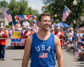 USA mit Stars and Stripes Baumwolle Tank Top | Hemd mit amerikanische Flagge