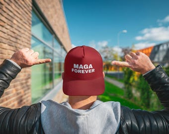 MAGA Forever Embroidered Hat | Trump Red Baseball Cap | Conservative Snapback