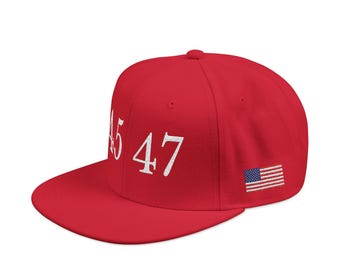Trump 45 47 Embroidered Snapback Cap, American Flag Hat