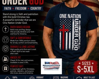 Patriotic Christian T-Shirt: One Nation Under God American Flag Tee