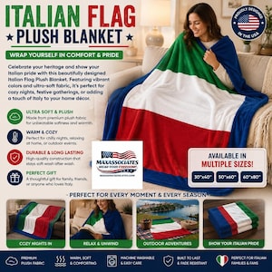 Italian Flag Plush Blanket , Italy Pride Velveteen Sofa Throw, Home Decor