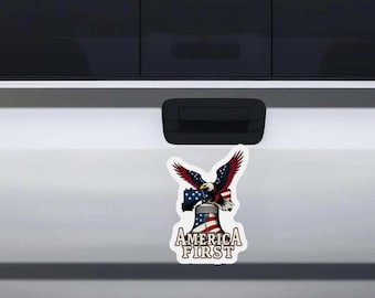 America First Truck Magnets, Auto Decals | Bald Eagle Liberty Bell Matte Fridge Decor