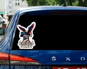 America First Auto Decals Truck Sticker Bald Eagle Liberty Bell Matte Vehicle Decor