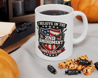 2nd Amendment Coffee Mug Gift | Gun Owner Dad Fathers Day | Flag Shield Rifle Ceramic