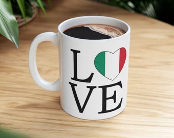 イタリア国旗マグカップ：素朴なイタリアコーヒーカップ（15オンス