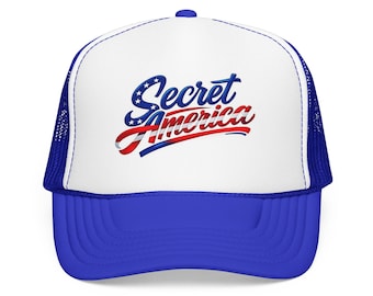 Secret America Logo Foam Trucker Hat | Patriotic Stars Stripes Vintage Logo