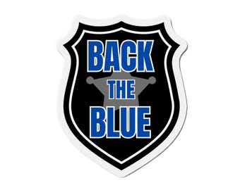 Aimant découpé à l'endos du badge bleu - Soutien des forces de l'ordre, cadeau d'officier de police, décoration fine ligne bleue, aimant de réfrigérateur, premier intervenant