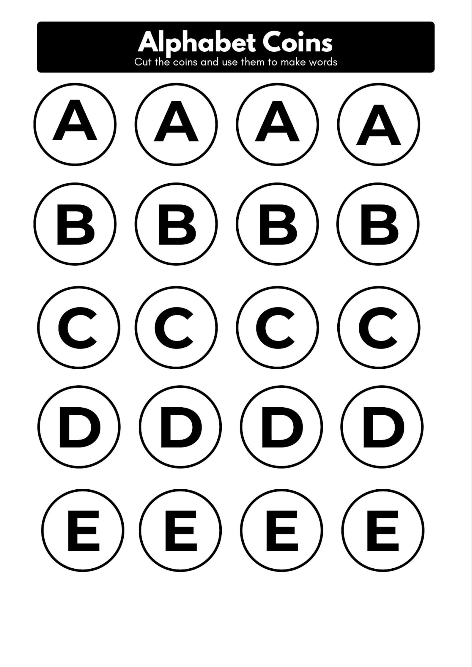 Printable Alphabet Coins | ABC Letter Learning | Montessori Preschool ...
