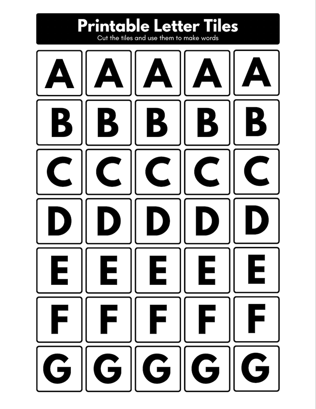 Printable Letter Tiles - Etsy