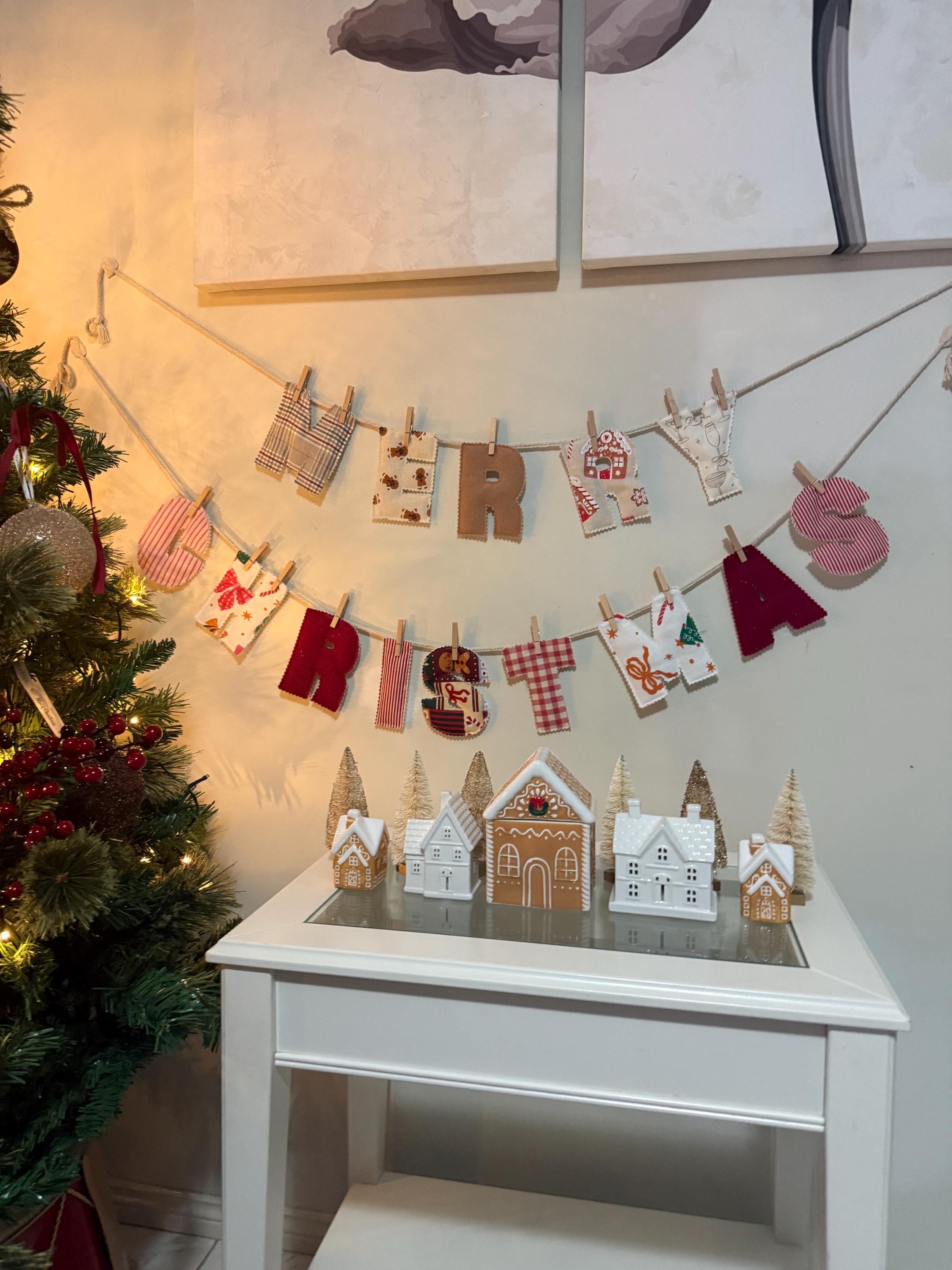 Personalized Fabric Christmas Banner: Handmade Felt Name Garland