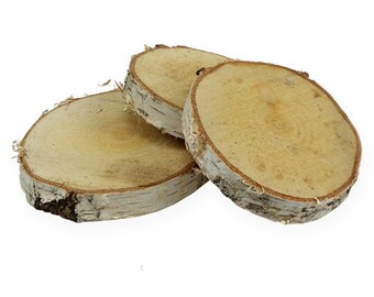 Birch slices round natural 3 pieces