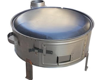 Traditional Turkish Steel Tandoor with Flat Griddle Lid – Outdoor Wood-Fired Cooking Stove