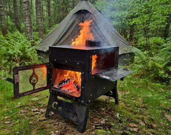 Portable Wood Burning Camp Stove with Oven | Outdoor Cooking & Heating