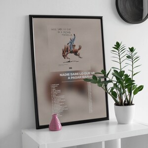 FRAMED Nadie Sabe Lo Que Va a Pasar Mañana Poster, Bad Bunny Print, Album Art Canvas, Music Album Cover, Rap Music Art, Tracklist
