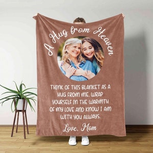Memorial Blanket, A Hug From Heaven Blanket, Custom Photo Blanket, Remembrance Family Gift, In Loving Memory, Mothers Day Fathers Day Gift