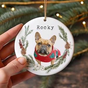 Personalized Pet Ornament, Custom Dog Christmas Ornament, Pet Ornament Using Photo, Cat Christmas Photo Ornament, Pet Portrait Name Gift