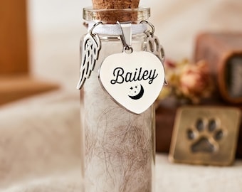 Custom Pet Fur Memorial Jar, Custom Pet Hair Memorial Jar, Personalized Fur Keepsake, Dog Cat Memorial Gifts, Pet Loss Gifts