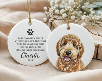 Custom Pet Watercolor Ornament, Custom Dog Photo Memorial Ornament, Personalized Pet Memorial Keepsake, Pet Memorial Gifts