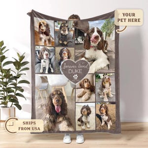 Custom Pet Memorial Blanket Using Pet Photos with Text, Personalized Pet Remembrance Blanket Gift, Dog Memorial Blanket, Pet Memorial Gift image 1